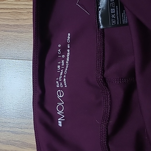 H&M large burgundy 3/4 leggings - Picture 2 of 3